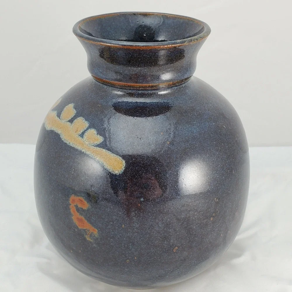 Marty Morgan Pottery Vase Hand Thrown Stoneware Signed Massachusetts Artist